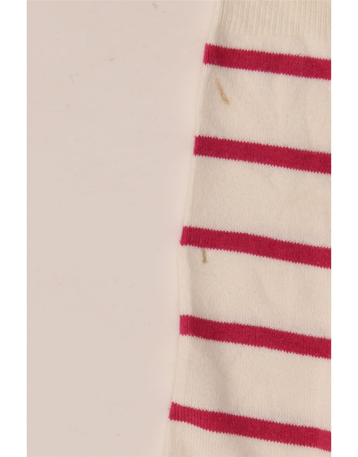 Marks & Spencer Womens Crew Neck Jumper Sweater UK 10 Small White Striped