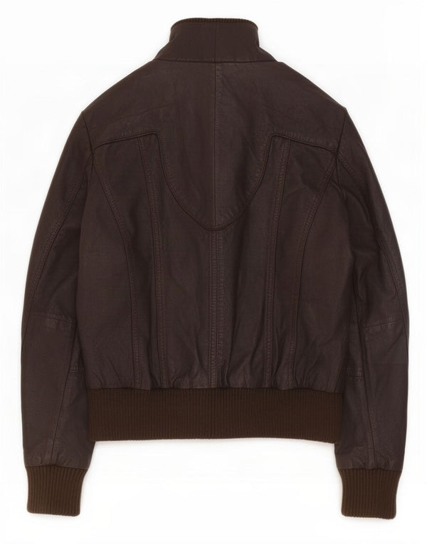 Vintage mujer chaqueta de cuero militar Reino Unido 14 marrón grande