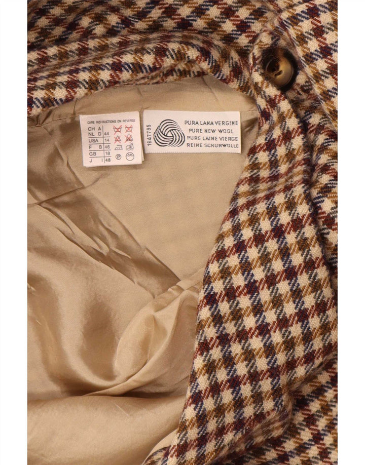 Marella Dame 3-knaps blazerjakke UK 18 XL Brun Houndstooth New Wool