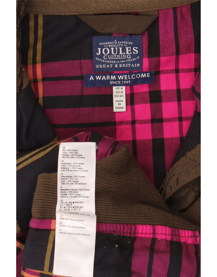 JOULES Womens Quilted Gilet UK 8 Small Khaki Polyester