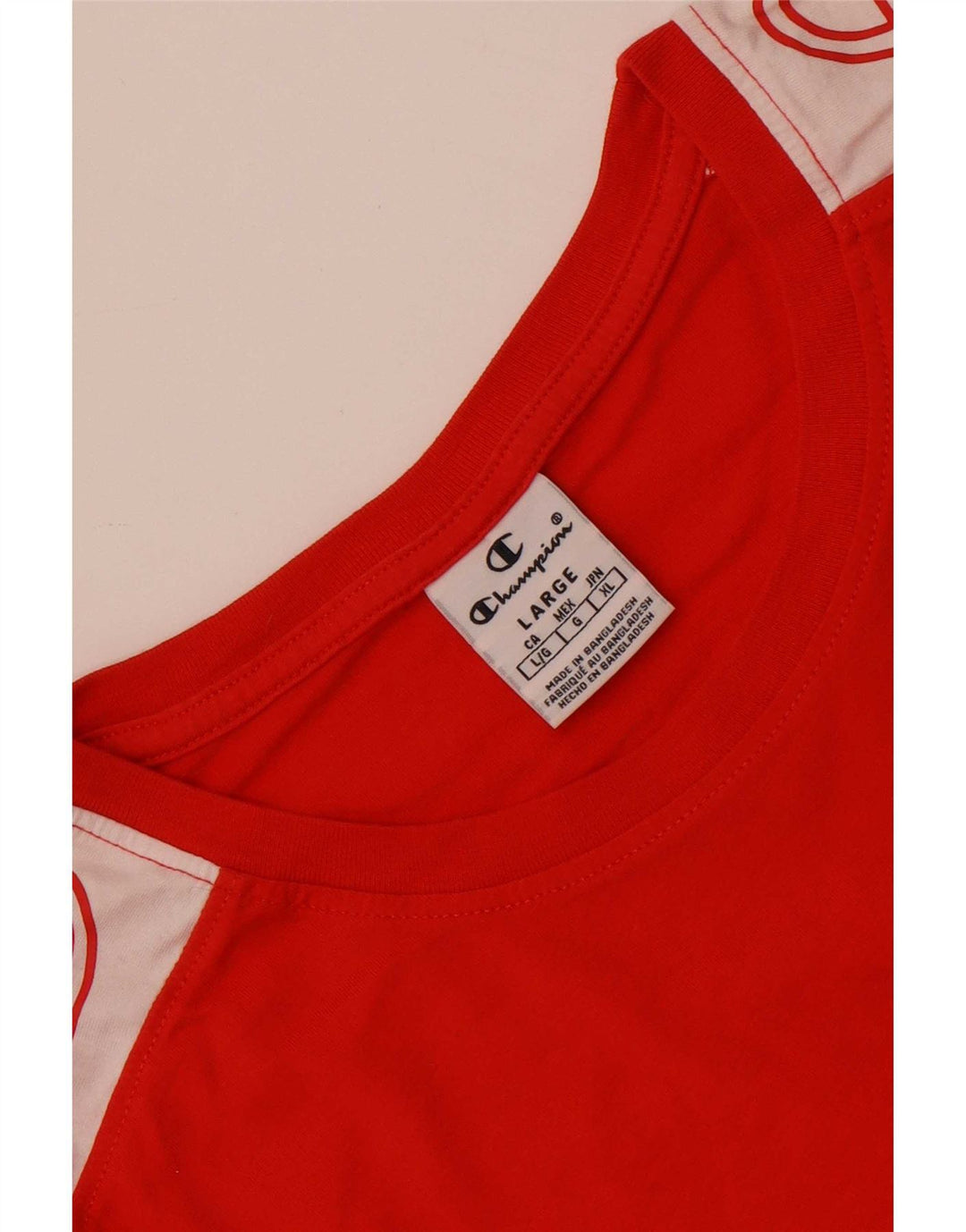 Champion Mens Graphic T-Shirt Top Large Red Colourblock