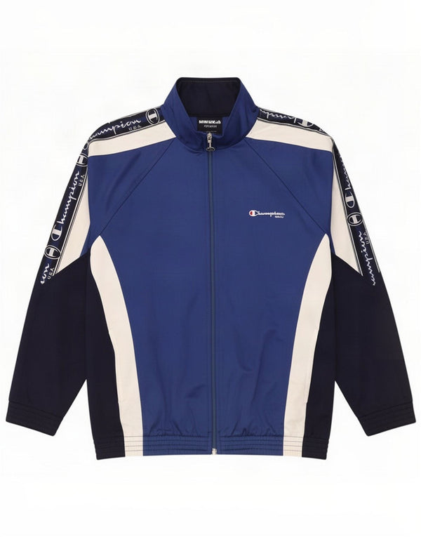 Champion Boys Tracksuit Top Jacket 11-12 Years Large Blue Colourblock