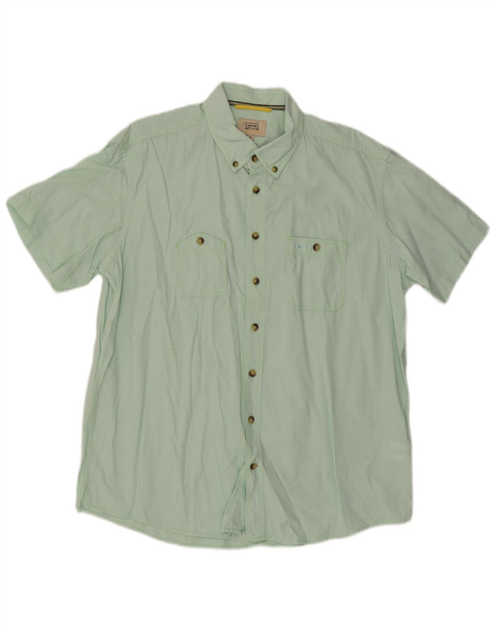 Camel Active Mens Short Sleeve Regular Fit Shirt XL Green Cotton
