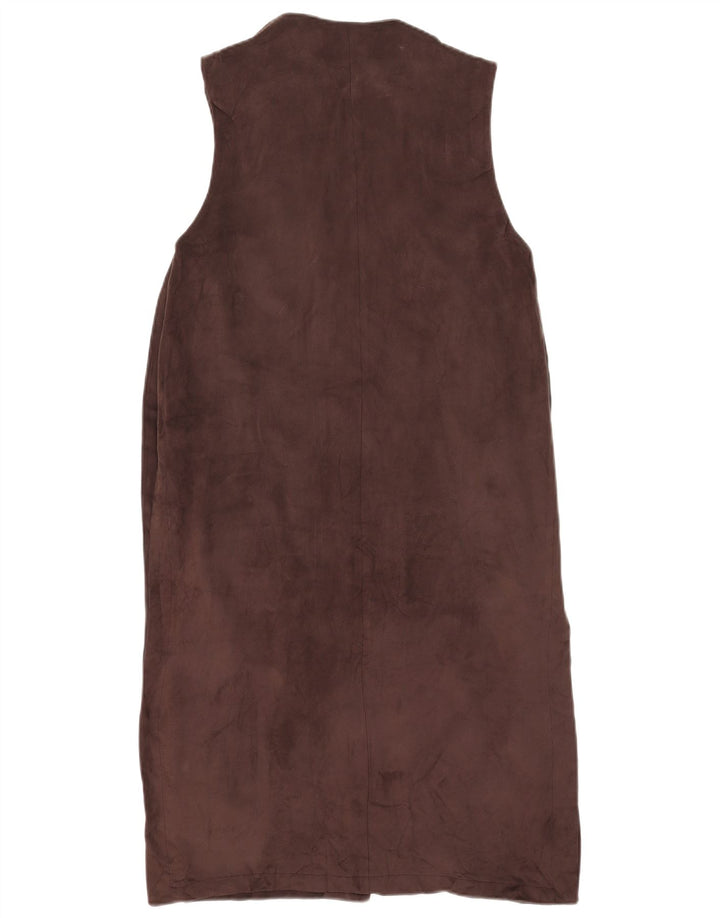 Zara Womens Longline Sleeveless Cardigan Top UK 12 Medium Brown