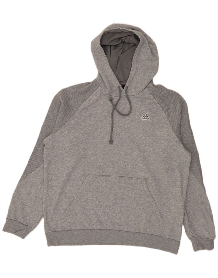 Adidas Pull à capuche en coton moucheté gris moyen pour homme