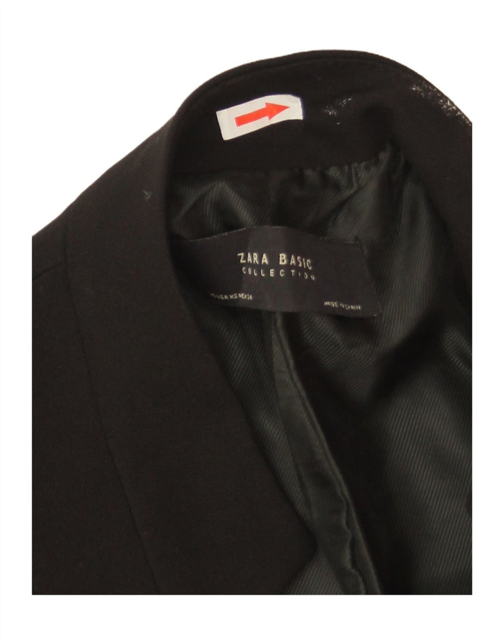 Zara Dame Longline Blazer Jacket UK 6 XS Sort Polyester