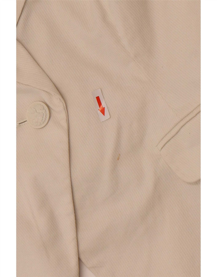 Guess Jaqueta blazer feminina sem mangas com 1 botão Reino Unido 16 grande algodão branco