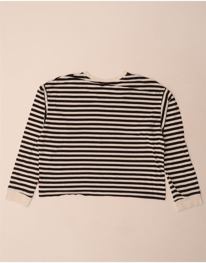 Levi's Womens Crop Graphic Top Long Sleeve UK 10 Small White Striped