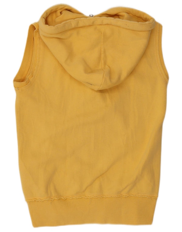 Puma Dame Grafisk Ærmeløs Hættetrøje Sweater UK 8 Lille Gul Bomuld