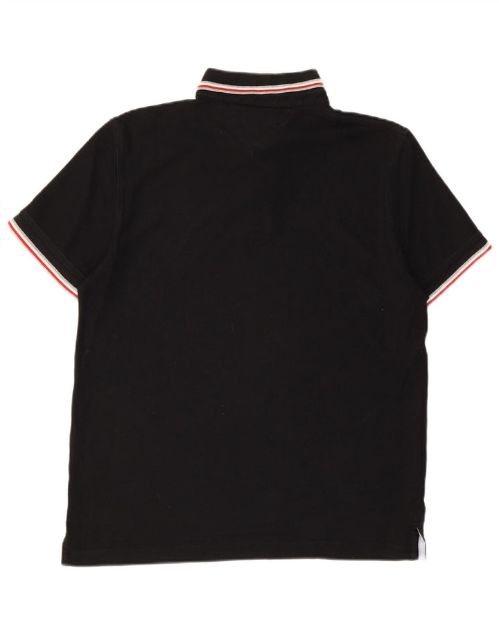 TOMMY HILFIGER Mens Polo Shirt Medium Black Cotton