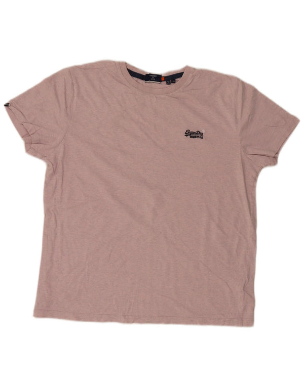 Superdry Mens T-Shirt Top XL Pink Cotton