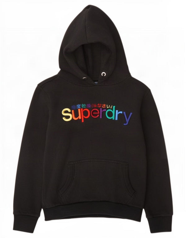 Superdry Womens Graphic Oversized Hoodie Jumper UK 10 Small Grey Cotton