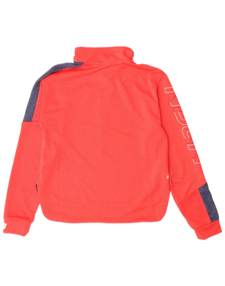 NEW BALANCE Damen Grafik-Pullover-Trainingsanzug-Oberteil UK 10 Small Orange
