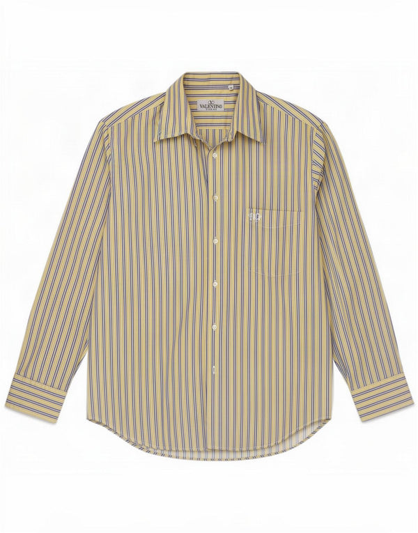Valentino Mens Shirt Small Yellow Pinstripe