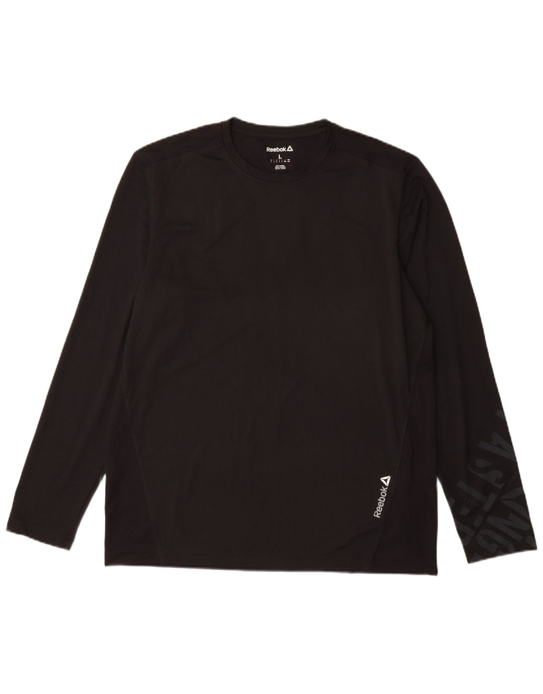 Reebok Mens Graphic Top Long Sleeve Large Black Polyester