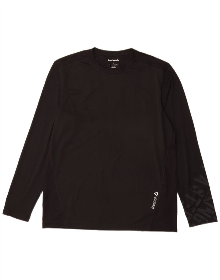 Reebok Mens Graphic Top Long Sleeve Large Black Polyester