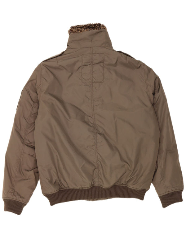 Celio Mens Military Bomber Jacket UK 42 XL Khaki Nylon