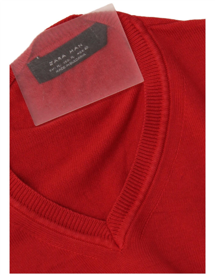 Zara Herre V-hals sweater XL Rød