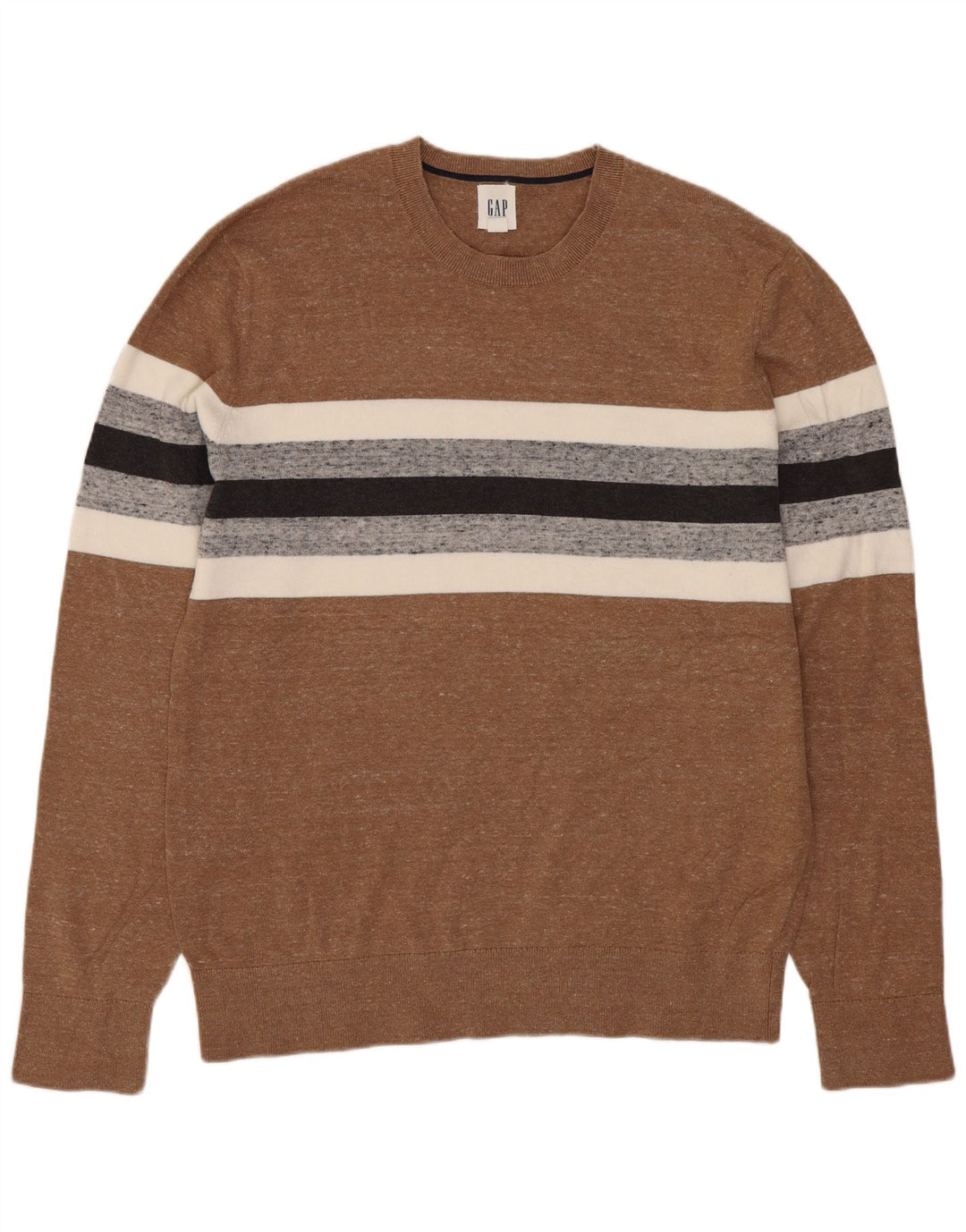 Gap Maglione girocollo da uomo in cotone a righe marrone medio classico