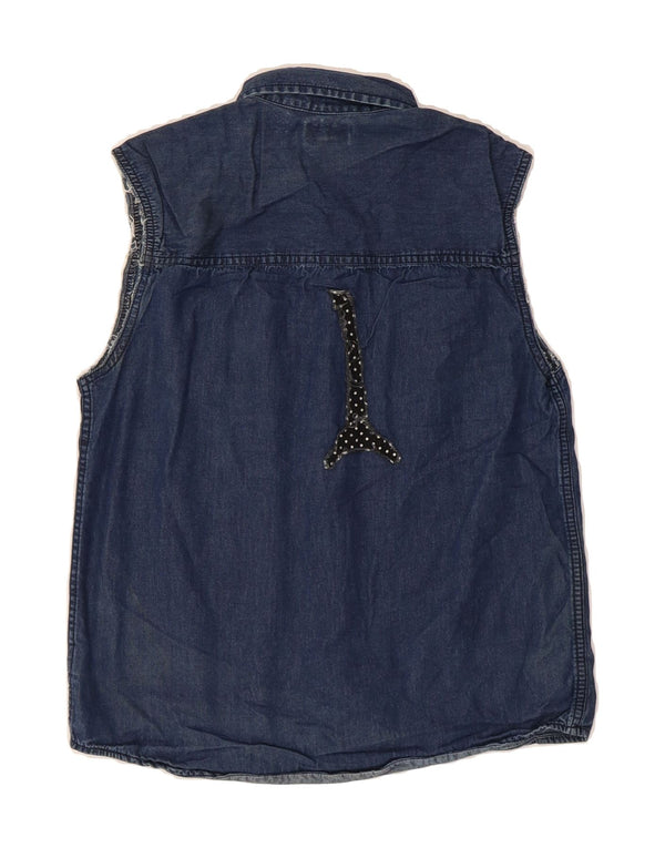 OSH KOSH Girls Sleeveless Denim Shirt 11-12 Years Blue Cotton