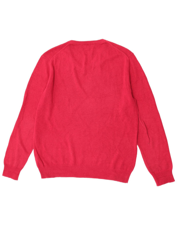 Crew Clothing Mens V-Neck Jumper Sweater Large Red Cotton