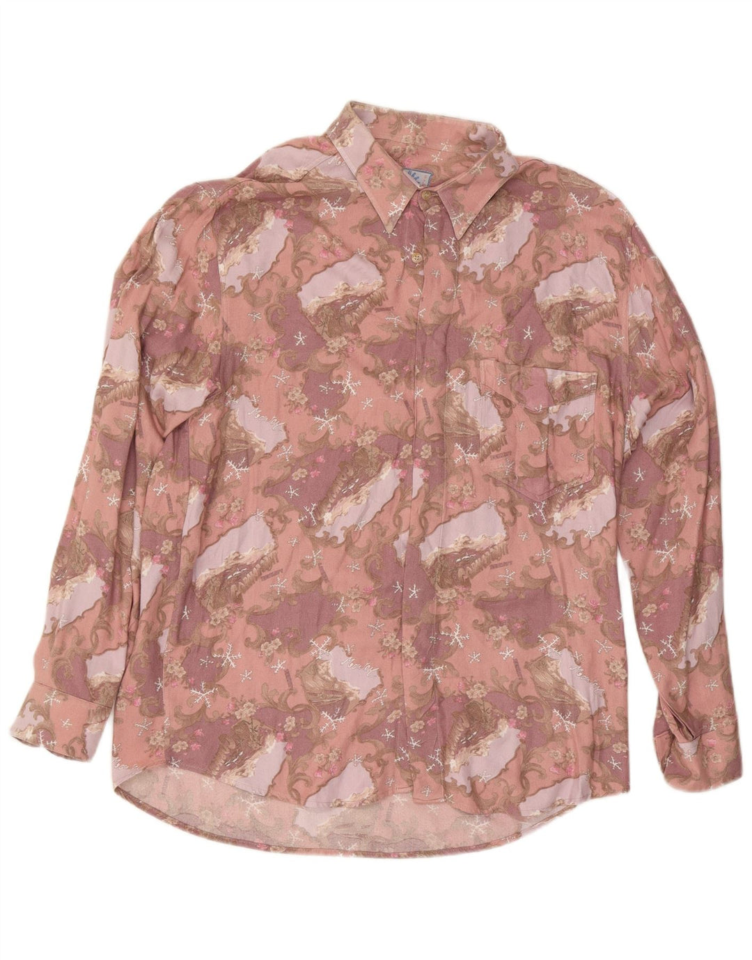 Azzurra Mens Shirt XL Pink Floral Viscose