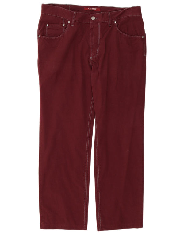 Carrera Mens Straight Casual Trousers W34 L28 Burgundy Cotton