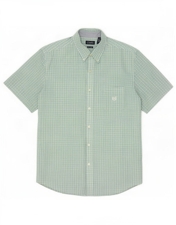 Camisa masculina de manga curta Chaps Easy Care 2XL algodão xadrez verde