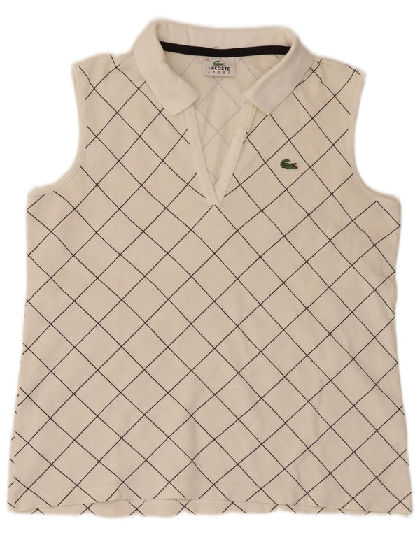Tricou polo fără mâneci pentru femei Lacoste Mărimea 42, mare, bumbac cu carouri albe