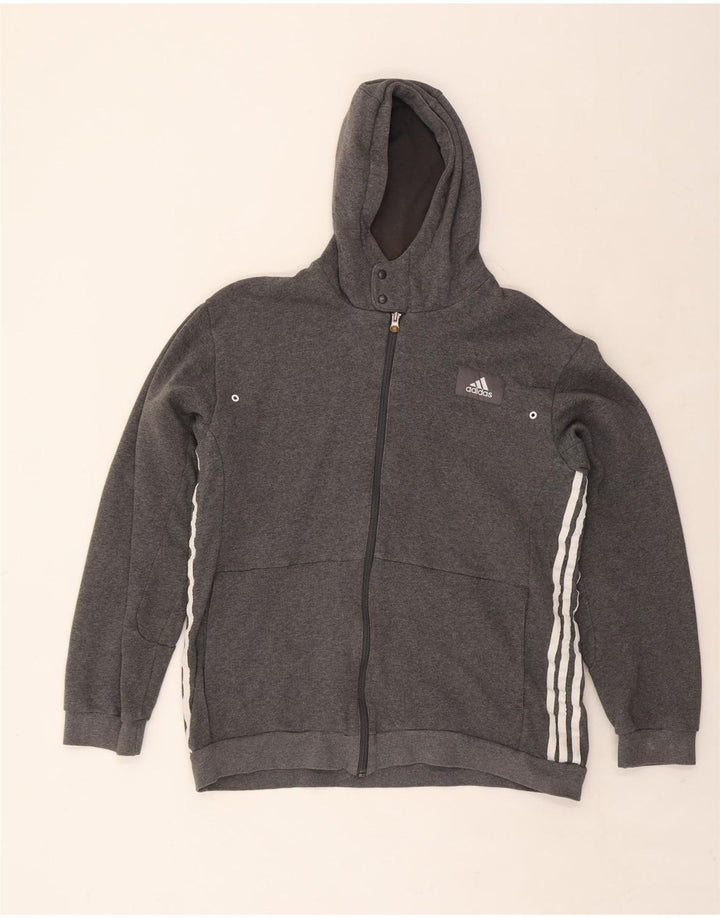 Suéter masculino ADIDAS Climalite Zip com capuz grande algodão cinza