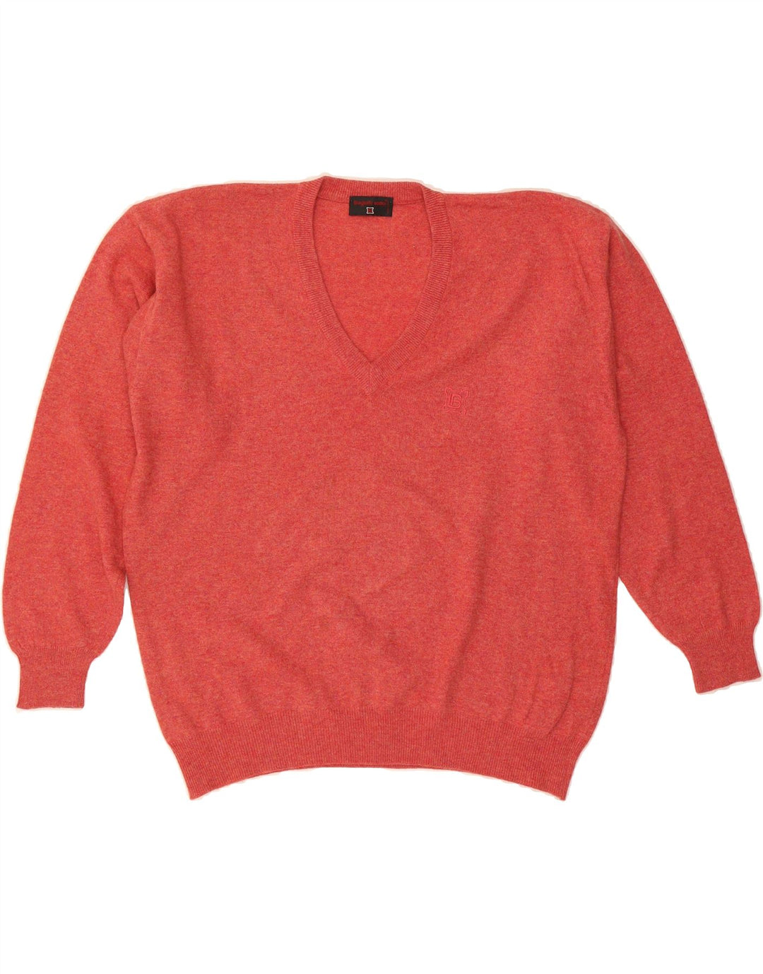 BIAGIOTTI Mens V-Neck Jumper Sweater IT 56 2XL Red Wool Vintage Biagiotti and Second-Hand Biagiotti from Messina Hembry 