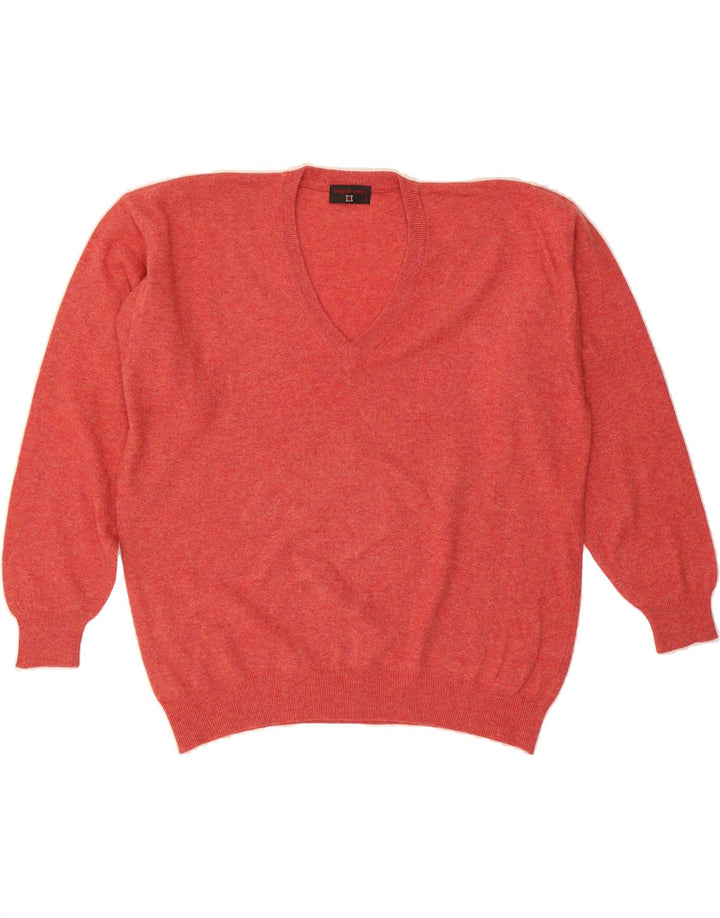 BIAGIOTTI Mens V-Neck Jumper Sweater IT 56 2XL Red Wool Vintage Biagiotti and Second-Hand Biagiotti from Messina Hembry 