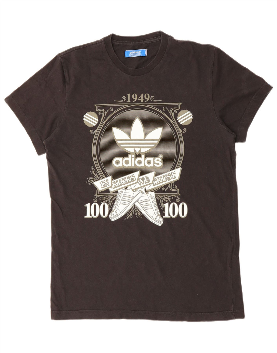 ADIDAS Mens Graphic T-Shirt Top Medium Black Cotton