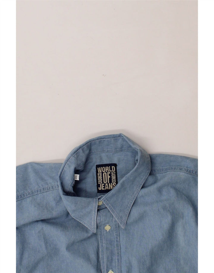 CASSUCI Mens Short Sleeve Shirt XL Blue Cotton Vintage Cassuci and Second-Hand Cassuci from Messina Hembry 