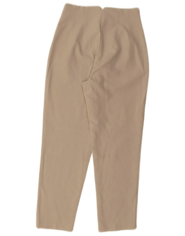 Zara Mujer Pantalones Cortos Cónicos De Cintura Alta Pequeño W26 L26 Beige