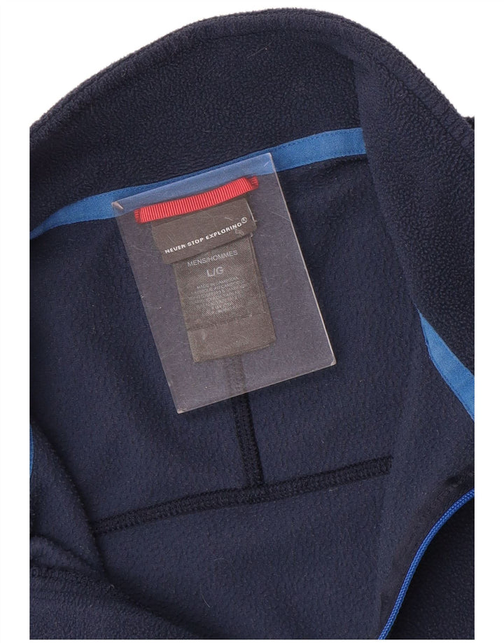 THE NORTH FACE Mens Zip Neck Fleece Jumper Large Navy Blue Polyester