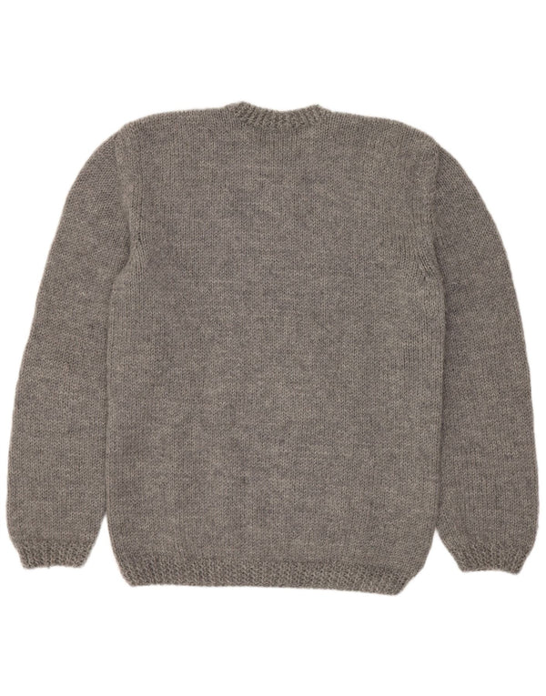 Vintage Mens Crew Neck Jumper Sweater Medium Grey
