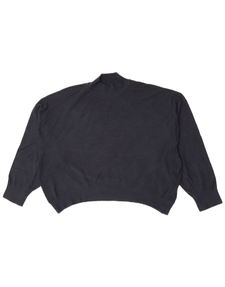 Zara Dame Oversized Turtle Neck Jumper Sweater UK 16 Large Navy Blue