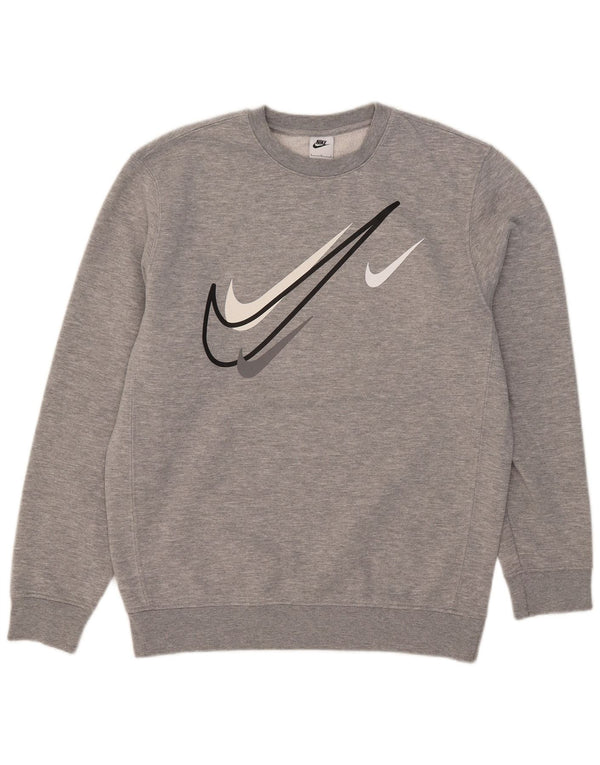 Męski sweter z grafiką Nike, duży, szary, bawełniany