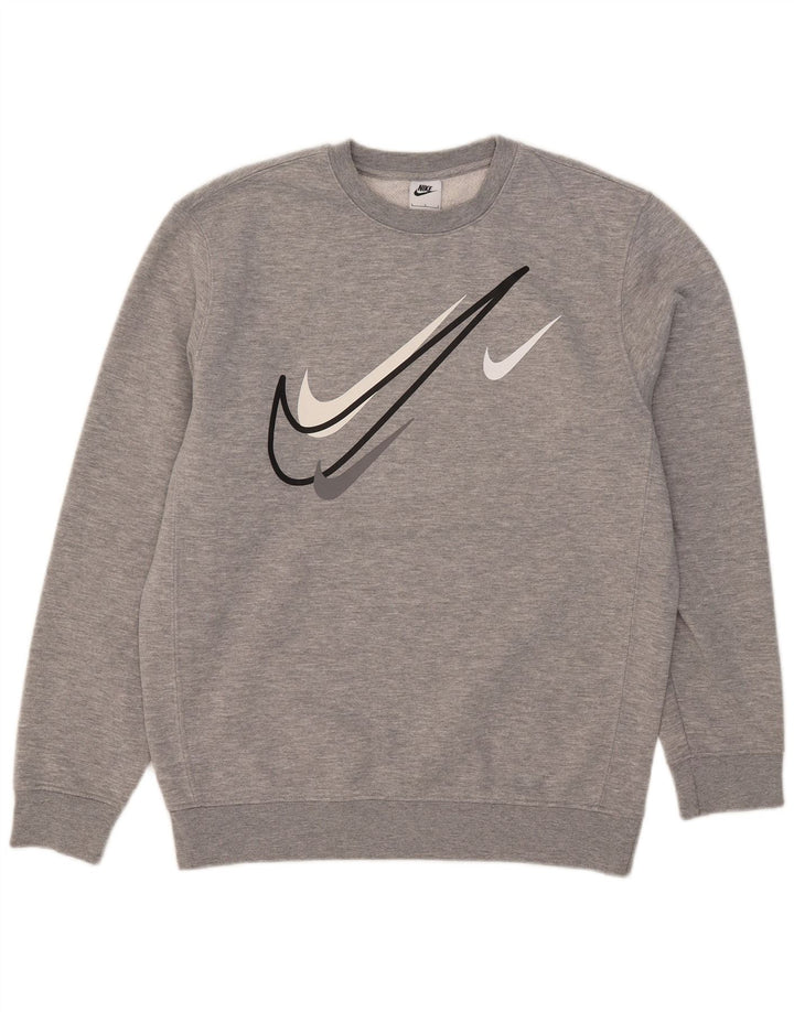 Męski sweter z grafiką Nike, duży, szary, bawełniany