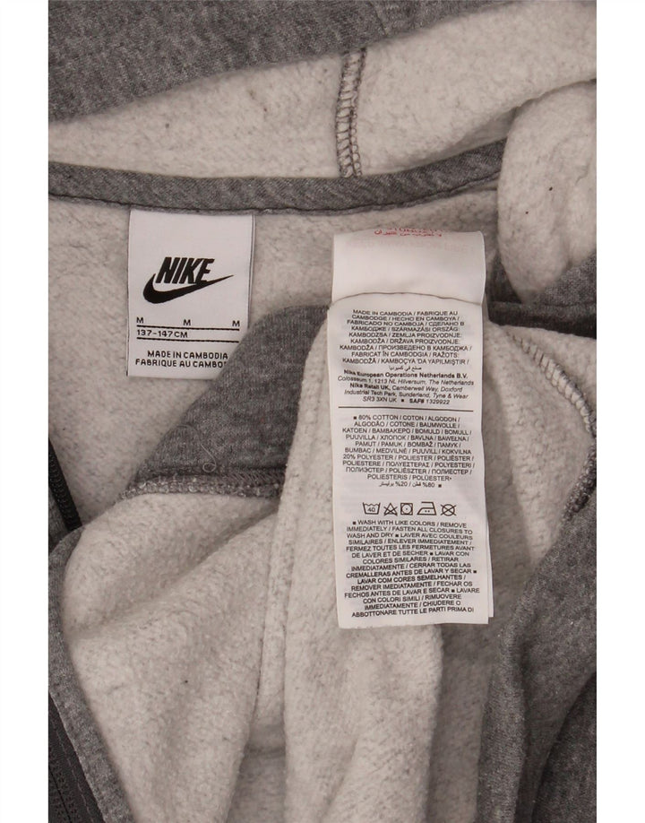 Nike Boys Zip Hoodie Sweater 10-11 Years Medium Grey Cotton