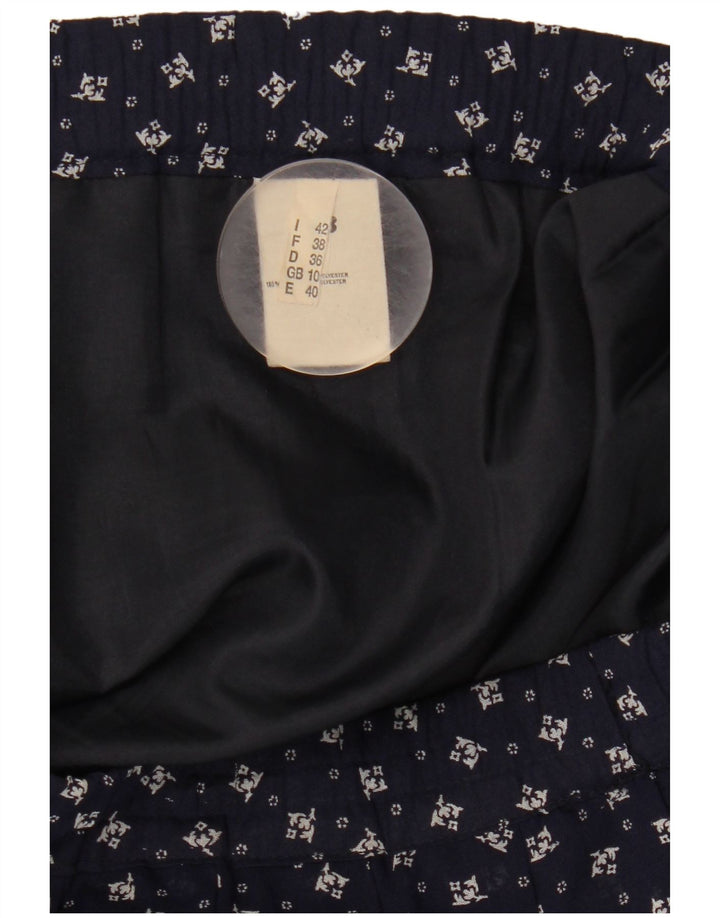 GVB Womens A-Line Skirt UK 10 Small W34  Navy Blue Floral Polyester