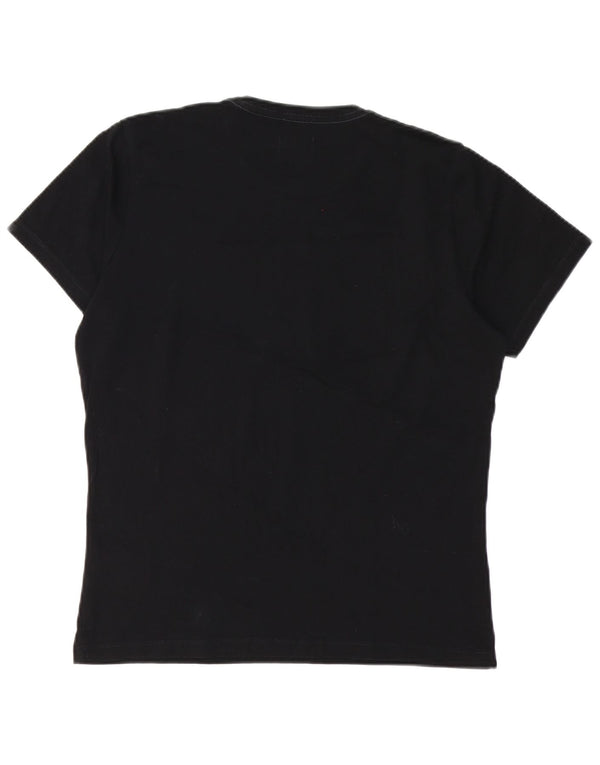 PEPE Jeans Damen Grafik-T-Shirt-Oberteil UK 14 Mittelschwarze Baumwolle
