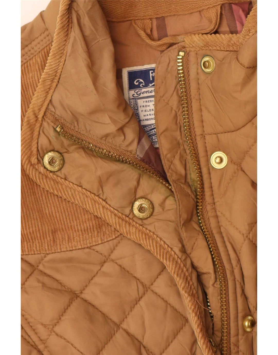 Joules Womens Quilted Jacket UK 8 Small Beige Polyamide