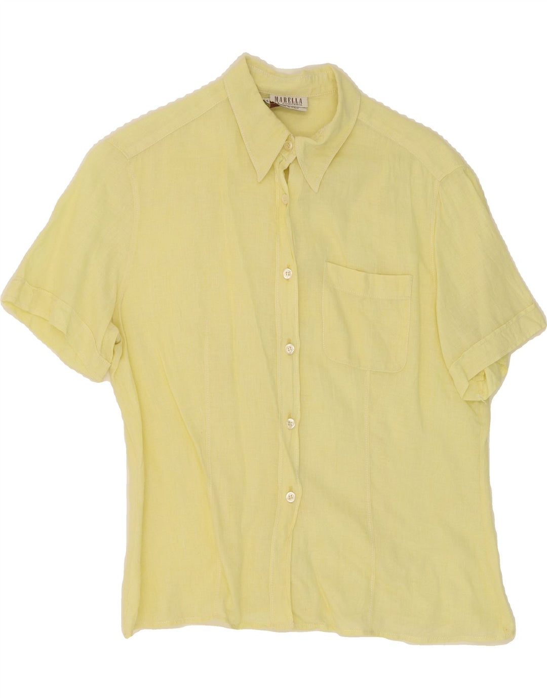 MARELLA Womens Short Sleeve Shirt IT 44 Medium Yellow Vintage Marella and Second-Hand Marella from Messina Hembry 