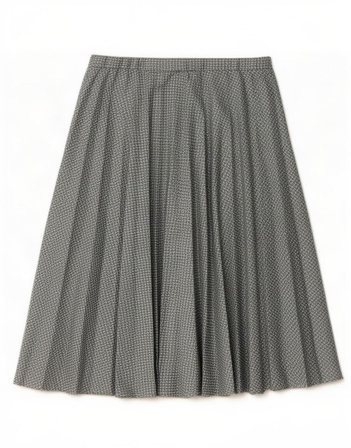 Vintage Womens Pleated Skirt W30 Medium Grey Houndstooth