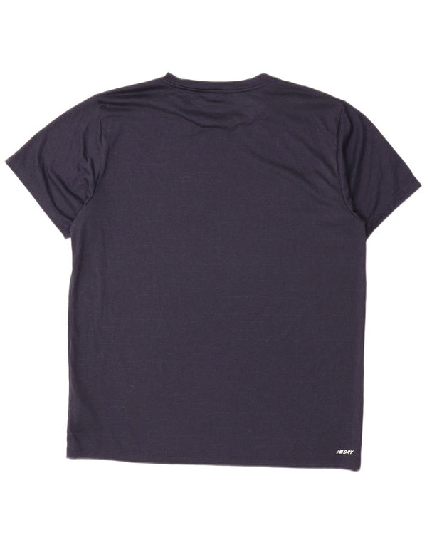 T-shirt da uomo New Balance Top grande poliestere gessato blu navy