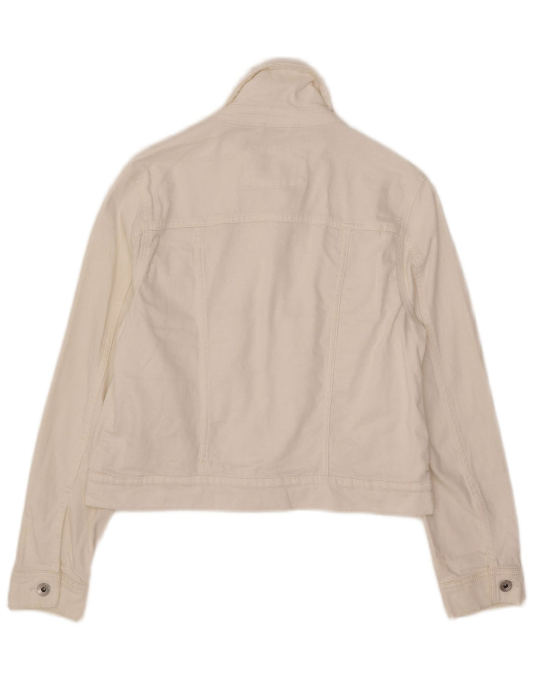 Marks & Spencer Dame Crop Denim Jacket UK 12 Medium White Bomuld