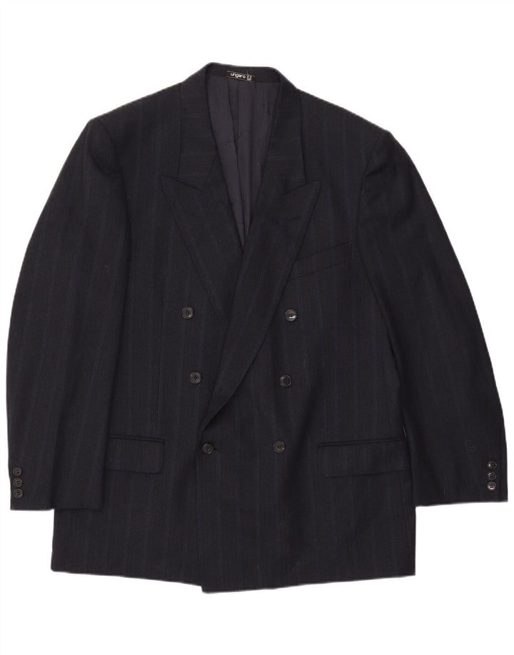 Ungaro Mens Double Breasted Blazer Jacket UK 38 Medium Navy Blue Pinstripe