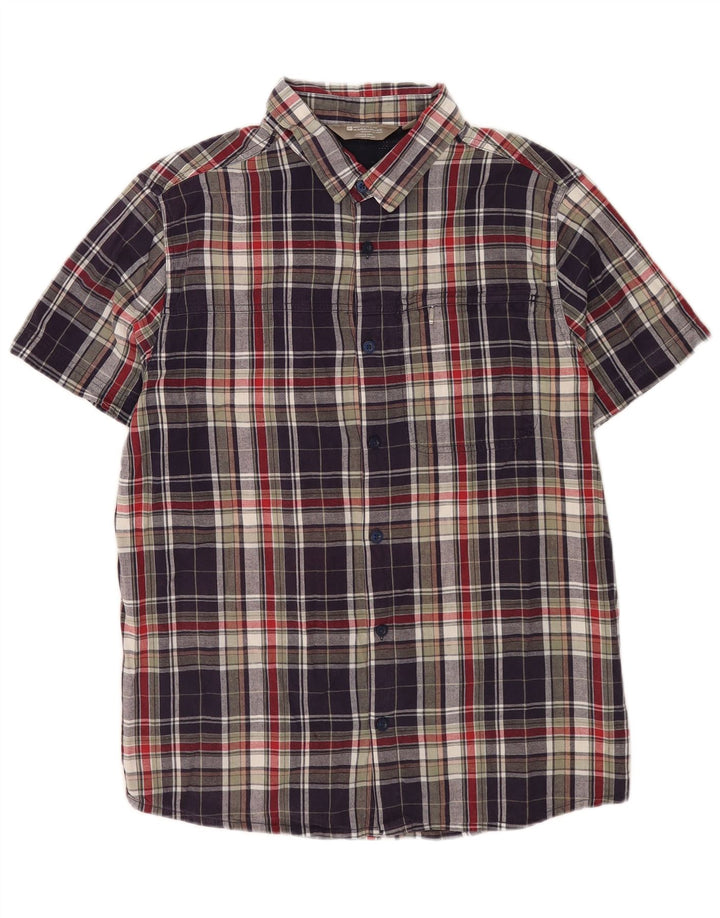 Mountain Warehouse Mens Short Sleeve Shirt Large Navy Blue Plaid